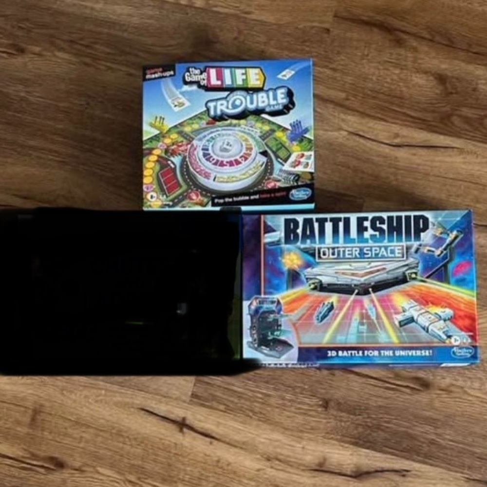 Board Games - Life - Trouble mash-up, Battleship Outer Space - no missing pieces